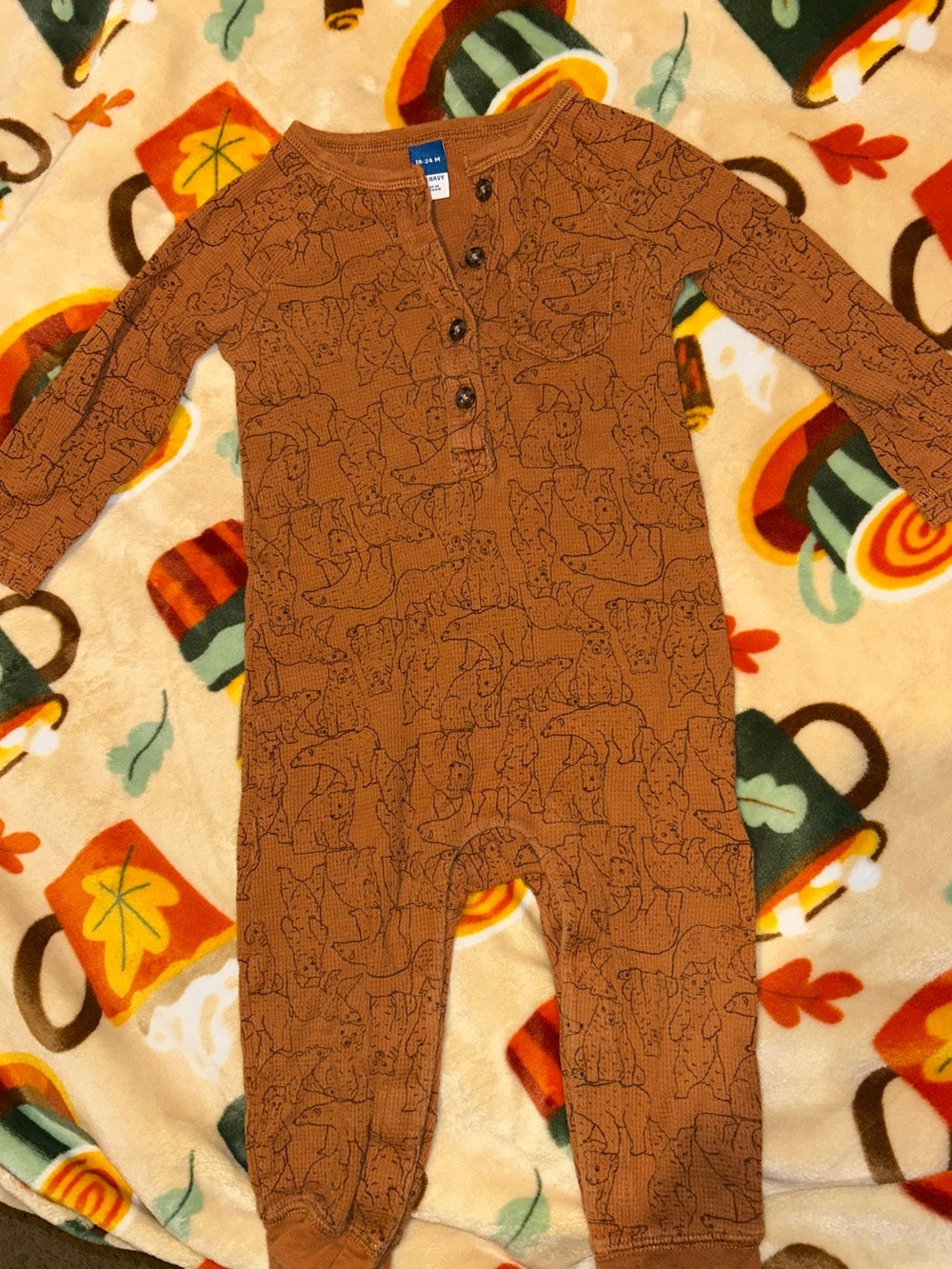 Old navy Kids Brown Bear-Print One-Piece Romper